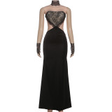EVE Lace Patchwork Backless Tube Top Dress GYME-K25S87163