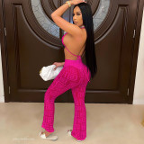 EVE Print Halterneck Bikinis+See Through Pants Suit HNIF-HN023