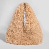 EVE Plush High-Capacity Faux Sheepskin Triangle Shoulder Bag HBRS-5123
