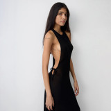 EVE Solid Color Tie Up Sleeveless Maxi Dress GYME-K25D89752