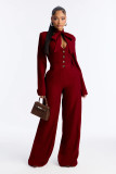 EVE Solid Color Tie Up Bow Wide Leg Jumpsuit OSM-4496