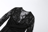 EVE Lace Patchwork Deep V Neck Maxi Dress GYME-K25D90632