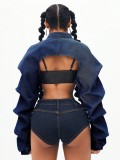 EVE Ultra-short Long Sleeve Denim Jacket GYXN-16007