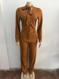 EVE Solid Color Tie Up Bow Wide Leg Jumpsuit OSM-4496