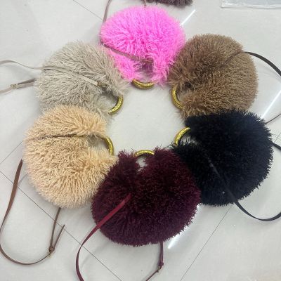 EVE Faux Sheepskin Fleece Tote Bag Round Crossbody Bag HBRS-51216