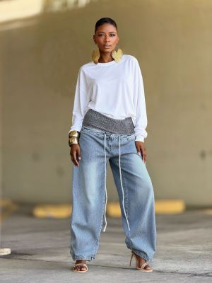 EVE Plus Size Fashion Loose Wide Leg Jeans GYLN-8785