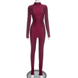 EVE Solid Color Long Sleeve Slim Jumpsuit MXBF-J25JP448