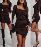 EVE Long Sleeve Square Neck Mini Dress GAXB-W507DS