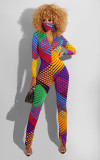 EVE Zipper Print Long Sleeve Jumpsuit(Attach Mask) FSXF-F224