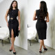 EVE Single Breasted Solid Color Sleeveless Midi Dress BY-7623