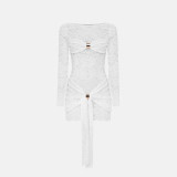 EVE Lace Hollow Out Long Sleeve Mini Dress GAXB-W530DS