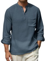 EVE Men's Solid Color Long Sleeve Loose Top FLZH-ZT321