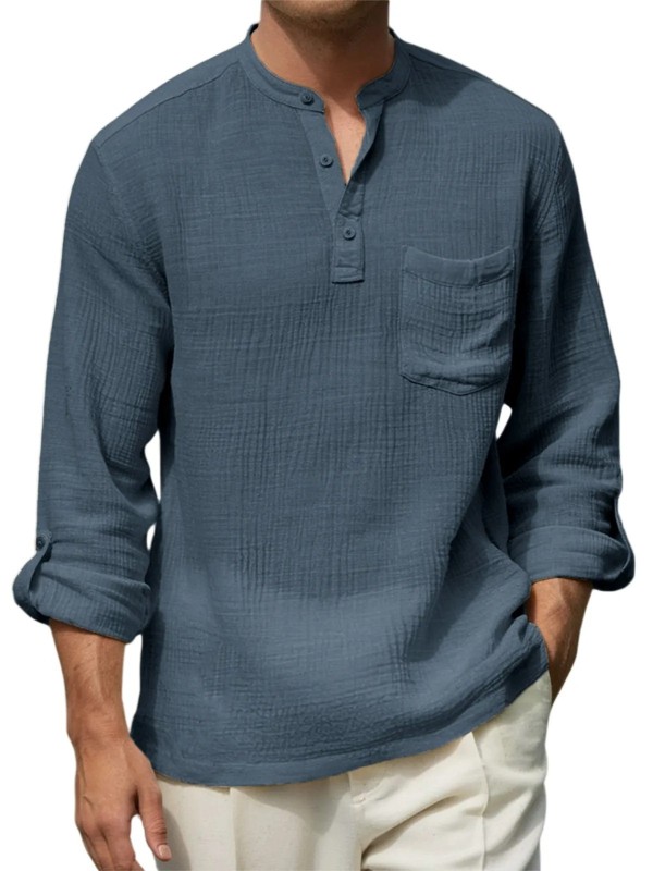 EVE Men's Solid Color Long Sleeve Loose Top FLZH-ZT321