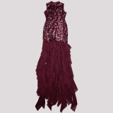 EVE Sequin Mesh Patchwork Sleeveless Maxi Dress NY-3862