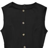 EVE Single Breasted Solid Color Sleeveless Midi Dress BY-7623
