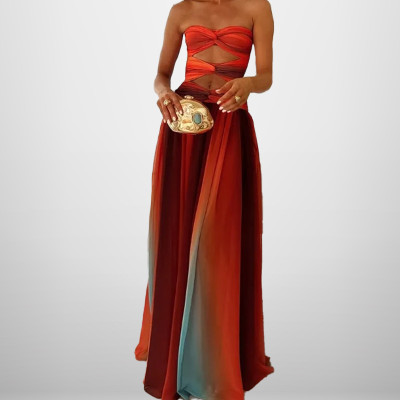 EVE Plus Size Sexy Gradient Color Maxi Dress GHHE-29478