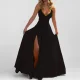 EVE Plus Size Deep V Neck Split Maxi Dress GHHE-29249