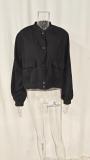 EVE Plus Size Single Breasted Solid Color Long Sleeve Jacket GHHE-24594