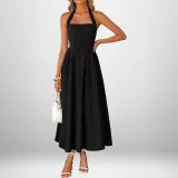 EVE Plus Size Solid Color Halterneck Maxi Dress GHHE-29325