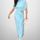 EVE Plus Size Solid Color Ruched Maxi Dress GHHE-29496