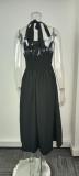 EVE Plus Size Solid Color Halterneck Maxi Dress GHHE-29325