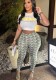 EVE Print Short Sleeve T Shirt Tight Pants Suit GFCF-1219