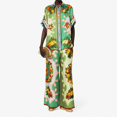 EVE Plus Size Color-Block Print Top And Wide-Leg Pants Two-Piece Set GHHE-28065