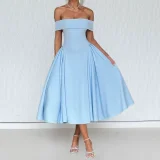 EVE Plus Size One Shoulder Solid Color Maxi Dress GHHE-29261