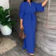 EVE Plus Size Solid Color 3/4 Sleeve Maxi Dress GHHE-8849