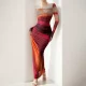EVE Plus Size Print Long Sleeve Slim Maxi Dress GHHE-29147
