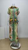 EVE Plus Size Color-Block Print Top And Wide-Leg Pants Two-Piece Set GHHE-28065