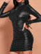 EVE PU Leather Long Sleeve Bodycon Dress GFMA-0399