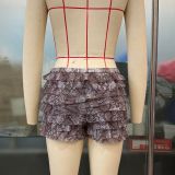 EVE Ruffles Wave Solid-Color Shorts GOLB-SU3943
