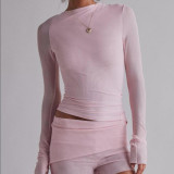 EVE Long Sleeve Short Irregular Top Two Piece  Pants Set GOLB-SU4218