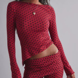 EVE Long Sleeve Short Irregular Top Two Piece  Pants Set GOLB-SU4218