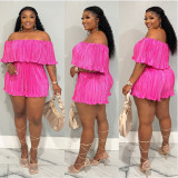 EVE Off Shoulder Press Pleated Romper YNSF-1895