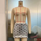 EVE Pink Floral Sequin Mini Skirt GOLB-SU4260
