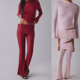 EVE Long Sleeve Short Irregular Top Two Piece  Pants Set GOLB-SU4218