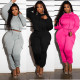 EVE Patchwork Fleece-lined Hooded Sweatshirt Pants Two-Piece Set YNSF-2621