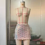EVE Pink Floral Sequin Mini Skirt GOLB-SU4260