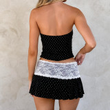 EVE Lace Patchwork Wrap Chest Top Two Piece Skirts Set GOLB-SU4248