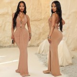 EVE Backless Hollow Out  Split Maxi Dress GZIY-6362
