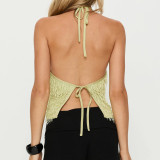 EVE Fur Sequin Halterneck Sleeveless Tank Tops GOLB-SU4256