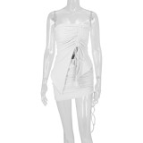 EVE Solid Color Drawstring Tube Top Two Piece Skirts Set YMYF-9551