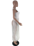 EVE Plus Size Sleeveless Tassel Solid Color Tops YH-5047