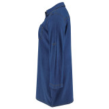 EVE Plus Size Loose Lapel Denim Midi Dress GDAM-218638