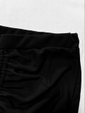 EVE Long Sleeve Ruched Solid Two Piece Skirts Set SFY-828