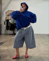 EVE Casual Plaid Loose Wide Leg Pants GXHF-80827
