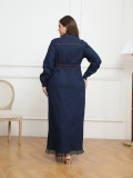 EVE Plus Size Tassel Long Sleeve Denim Maxi Dress GDAM-218336