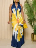 EVE Print Halterneck Backless Maxi Dress YH-5310
